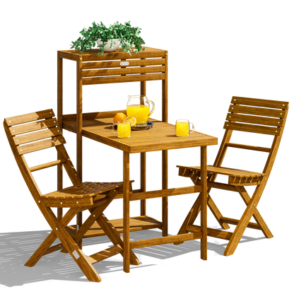 Gruppo di sedute da giardino 3 pezzi in legno d'acacia certificato FSC® pieghevole