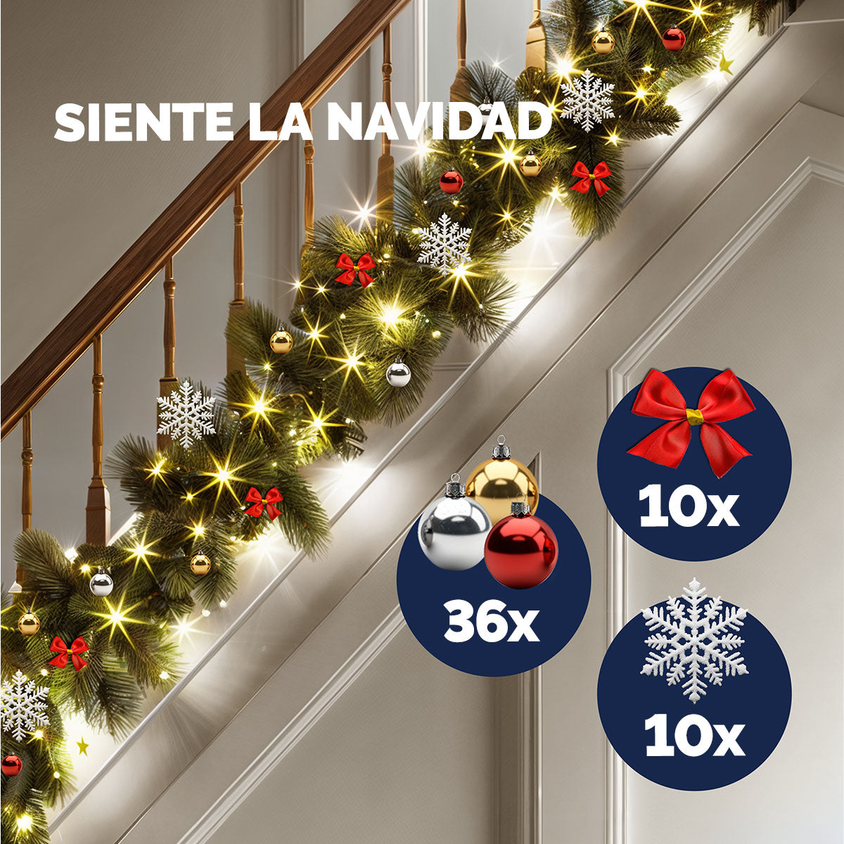 Ghirlanda natalizia 5m Set di 2 80 LED e addobbi interni ed esterni