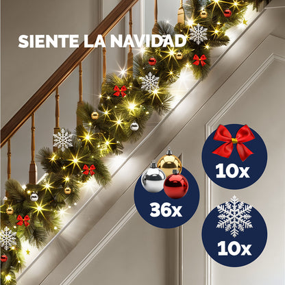 Ghirlanda natalizia 5m Set di 2 80 LED e addobbi interni ed esterni