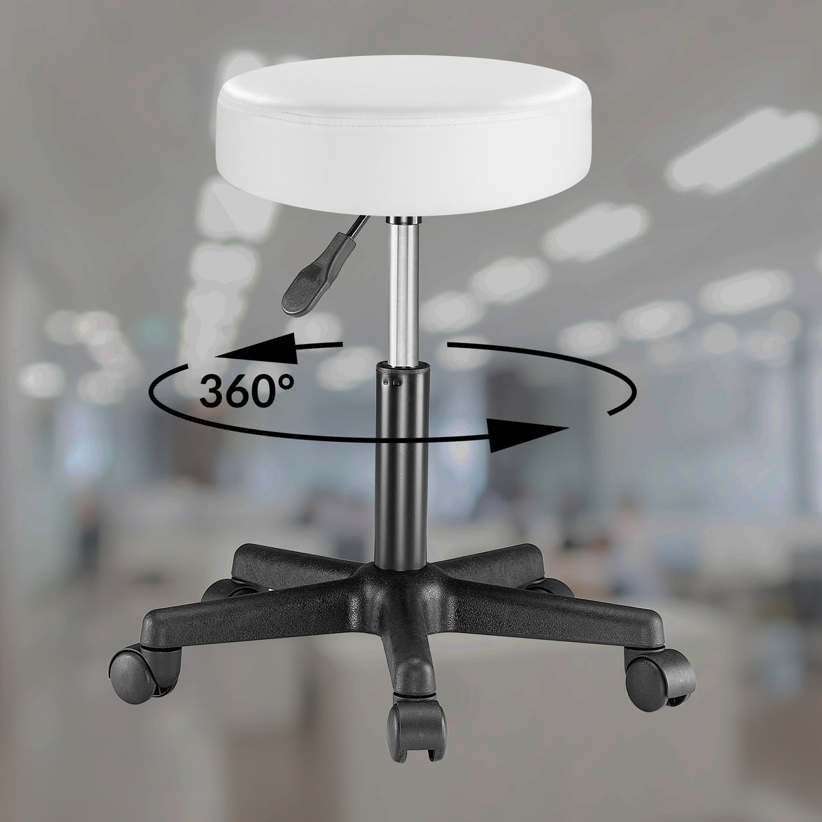 Sgabello girevole  360° similpelle bianco