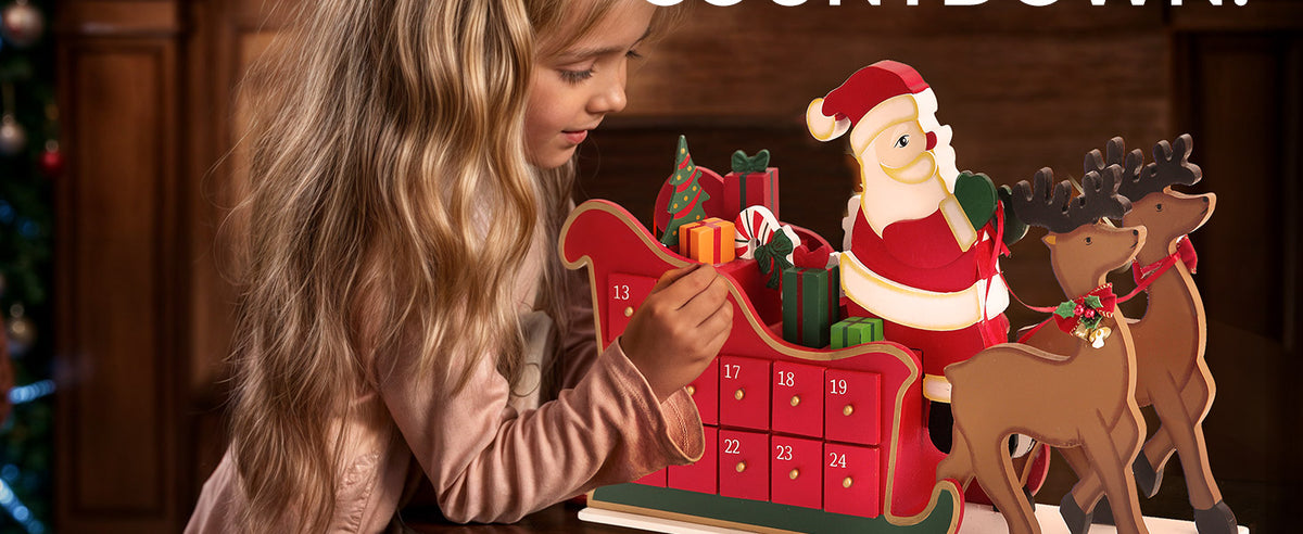 Calendario dell'avvento da riempire slitta di babbo natale