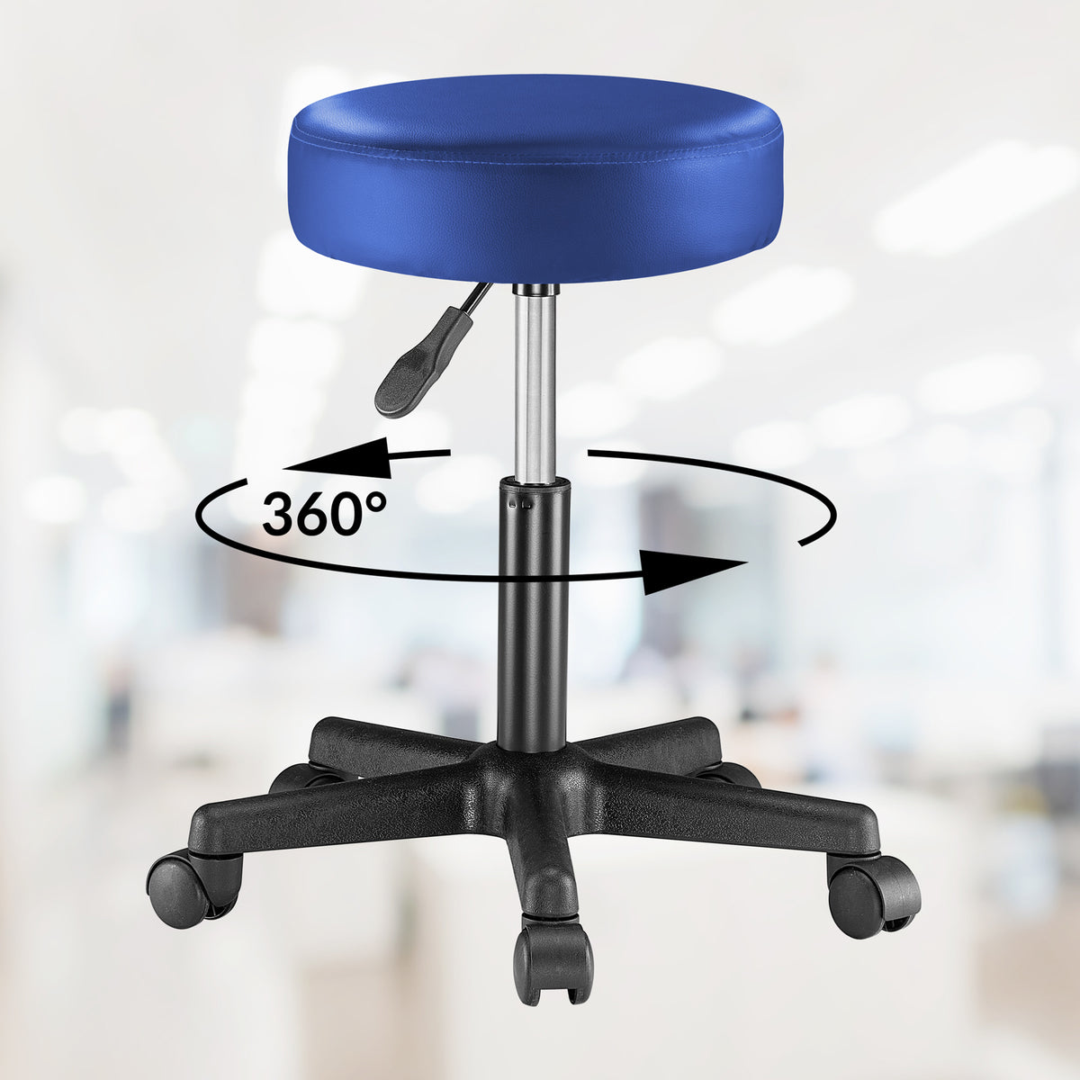 Sgabello girevole 360° similpelle blu