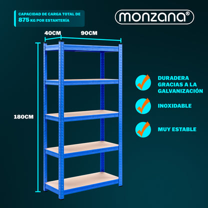 Scaffale alta portata 875kg metallo blu 180x90x40cm