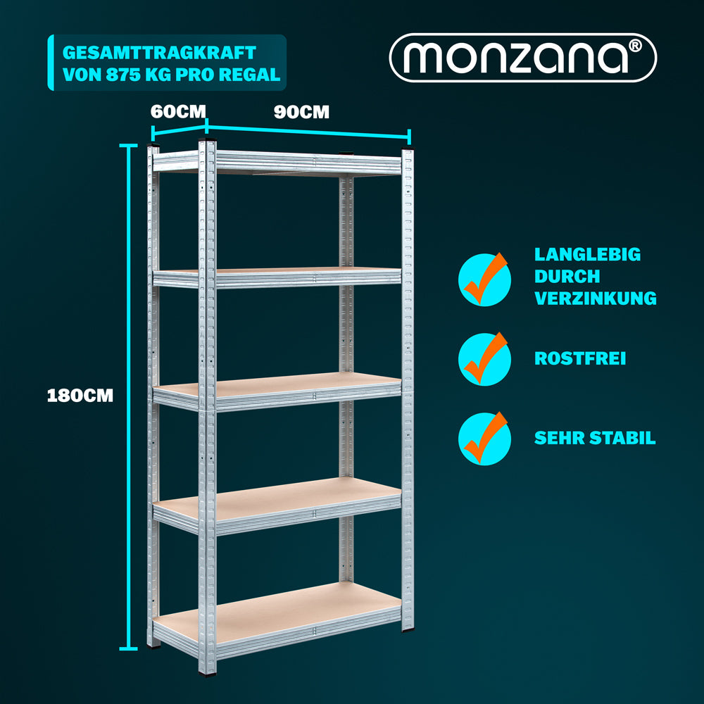 Scaffale alta portata 875kg metallo 180x90x60cm
