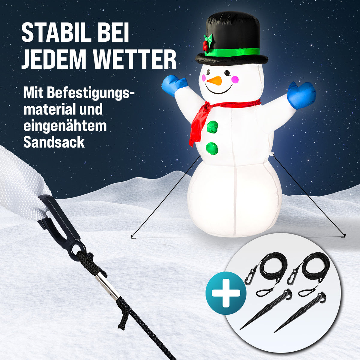 Gonfiabile pupazzo di neve XL con luci 120cm