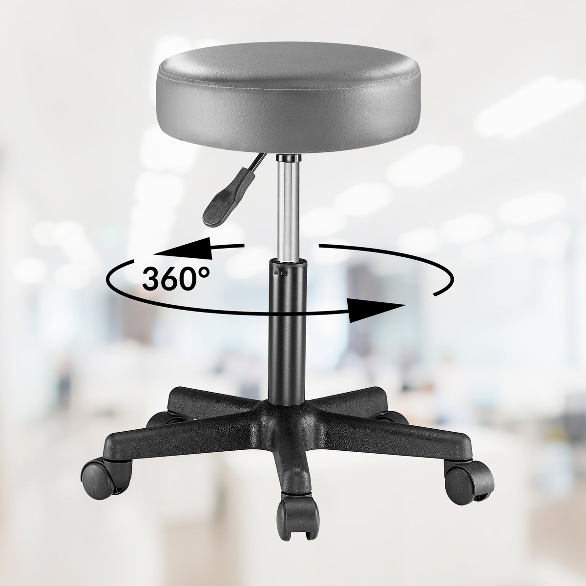 Sgabello girevole 360° similpelle grigio