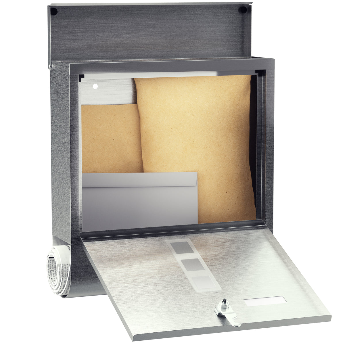 Cassetta postale acciaio inox 30,5x8,5x33,5cm