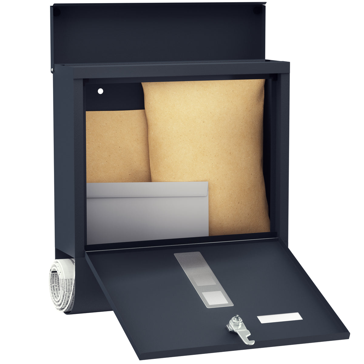 Cassetta postale antracite acciaio 30,5x8,5x33,5cm