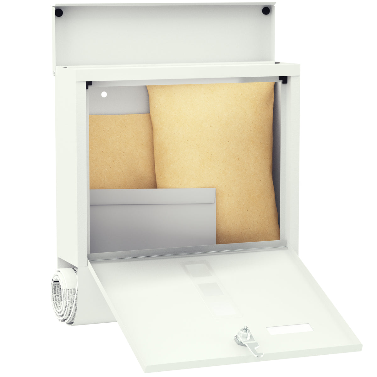 Cassetta postale bianca in acciaio 30,5x8,5x33,5cm
