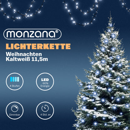 Luci di Natale bianco freddo 11,5m con timer
