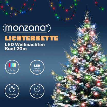 Catena di luci Natale 200 LED colorato 20m telecomando