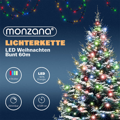 Catena di luci Natale 600 LED colorato 60m telecomando