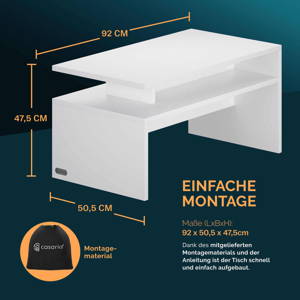 Tavolino Sacramento bianco 95x55x50cm
