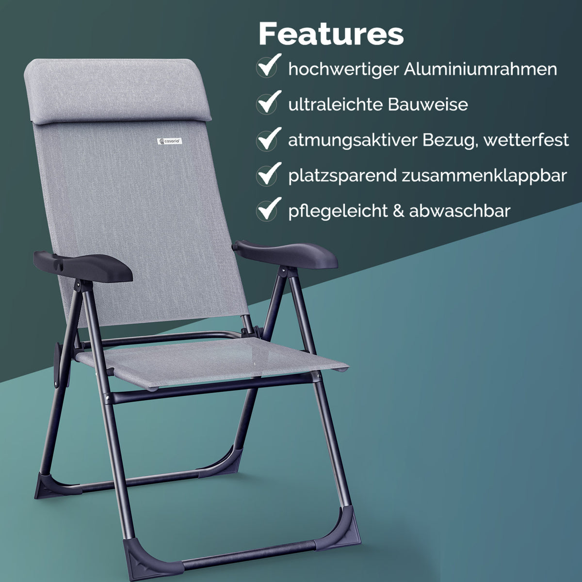 Sedie da giardino pieghevoli set da 4 grigio-melange