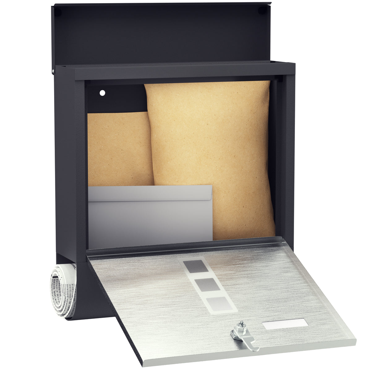Cassetta postale acciaio nero/argento 30,5x10x33,5cm