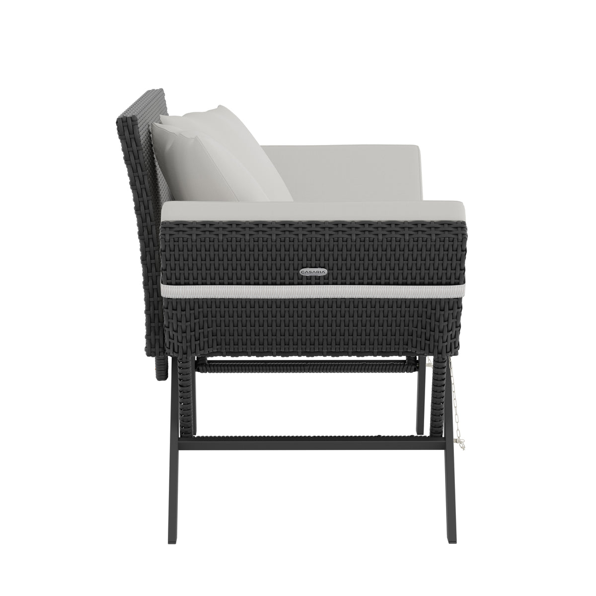 Panca da giardino polyrattan nero/crema 176x56x81cm