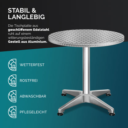 Set di 2 tavoli da bar in alluminio argento Ø60cm Altezza regolabile