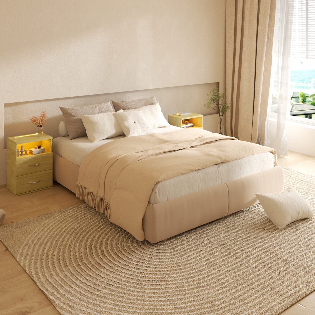 Comodino Jamie in rovere 55x40x28cm