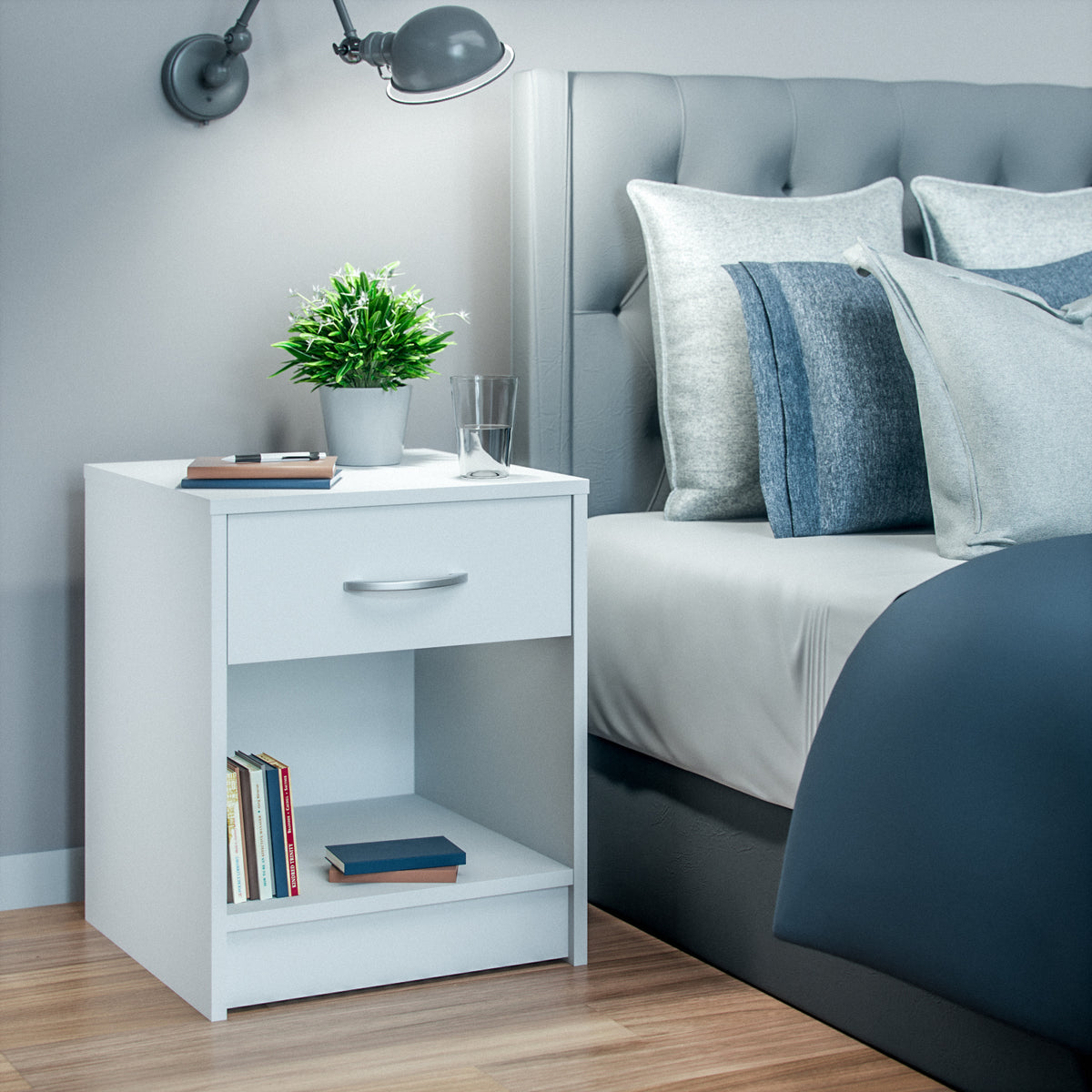 Comodino Hamburg Set di 2 Bianco 50x40x35cm