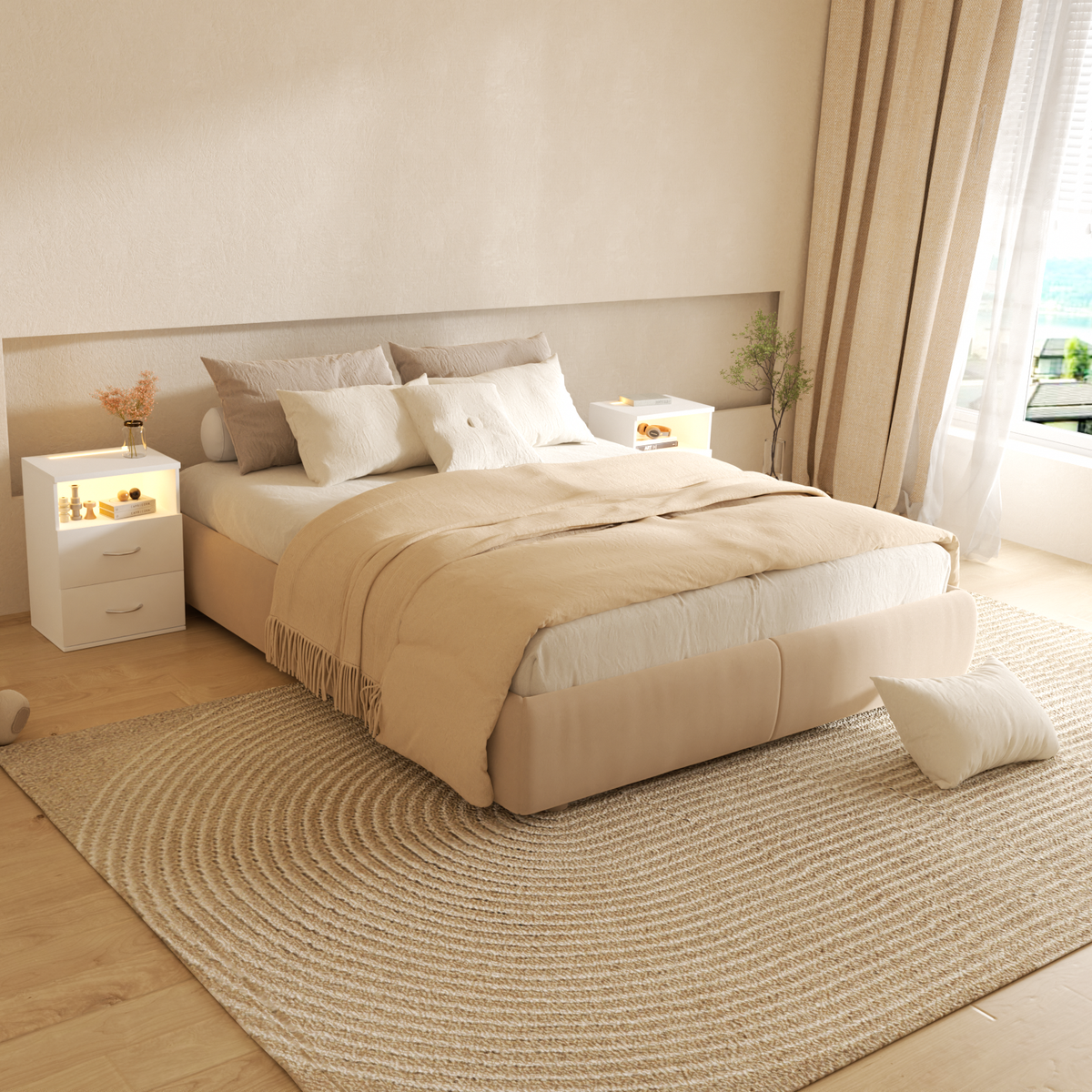 Comodino Jamie set di 2 bianco 55x40x28cm