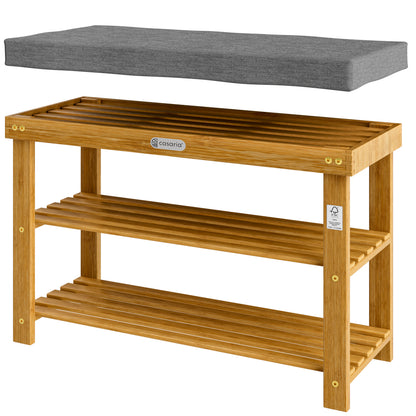 Panchina per scarpe in legno di acacia certificato FSC® 90x30x48cm