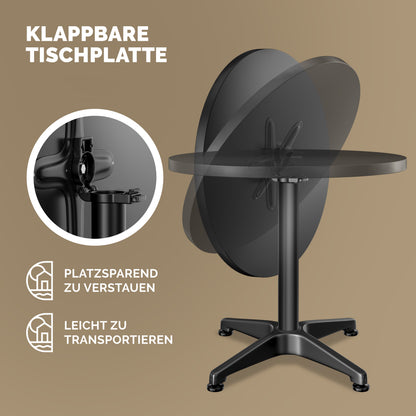 Tavolo alto in alluminio Set di 2 Nero Ø60cm pieghevole, regolabile in altezza