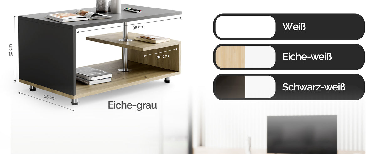Tavolino Orlando legno/grigio 95x55x50cm