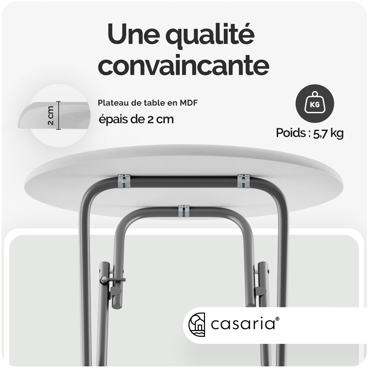 Tavoli alti Set di 2 legno Bianco Ø60cm pieghevoli