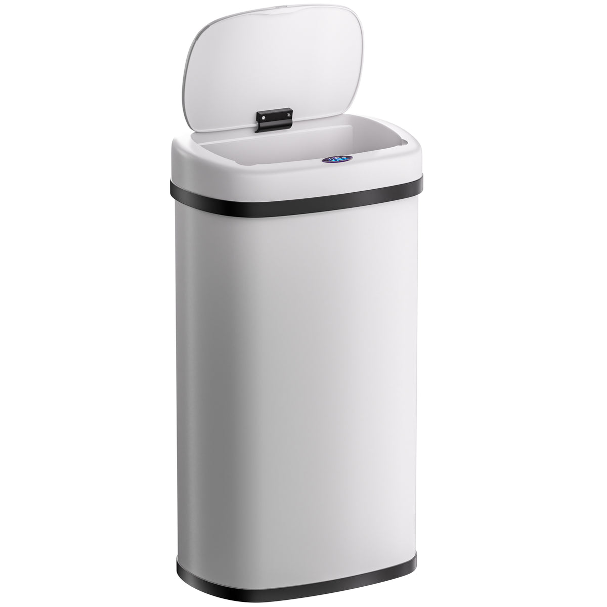 Cestino a sensore in acciaio inox bianco 50L