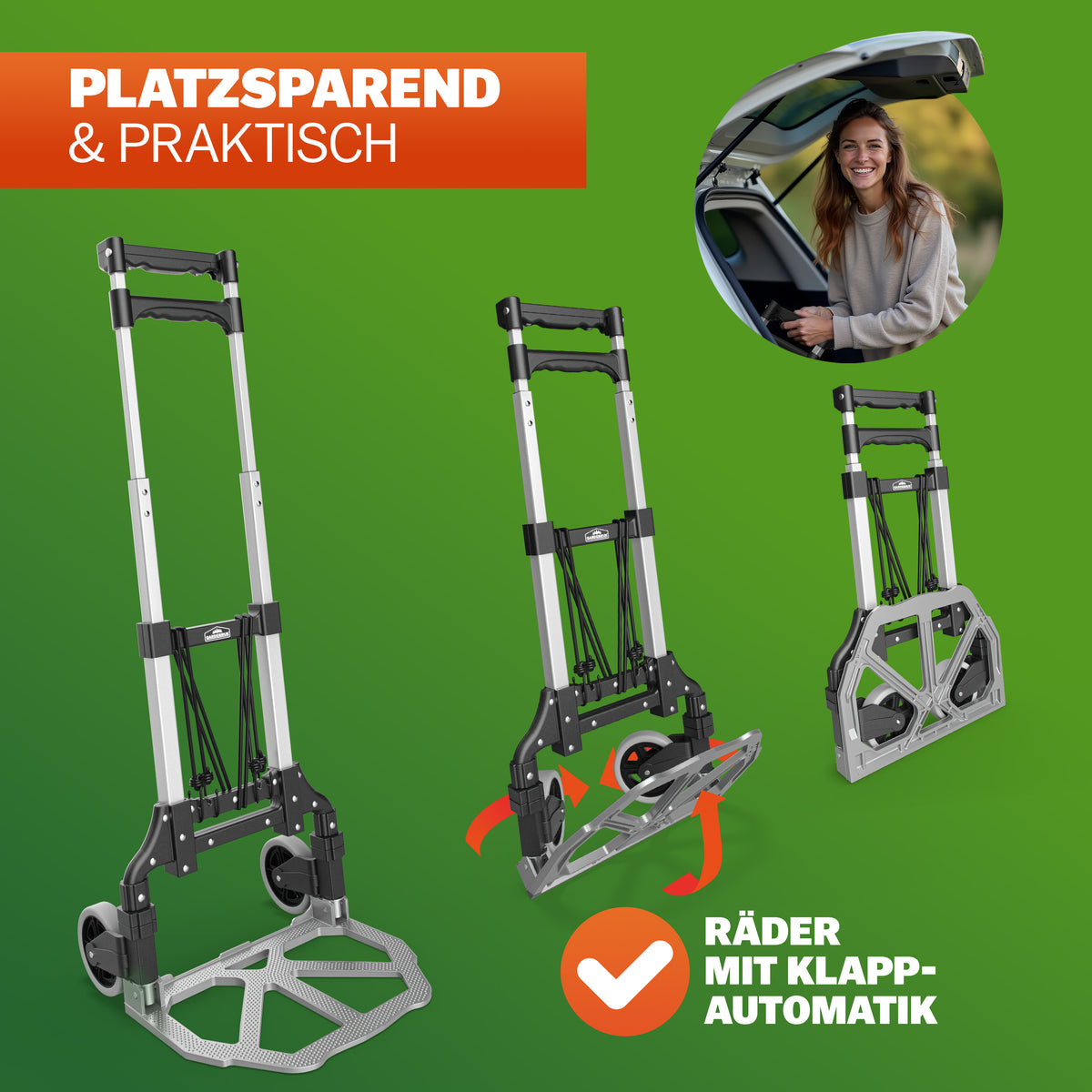 Carrello per sacchi argento/nero in alluminio 80 kg regolabile in altezza