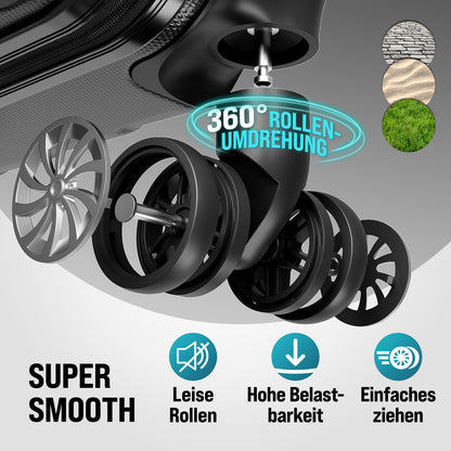 Set di valigie rigide Baseline 4 pezzi, accessori in ABS nero