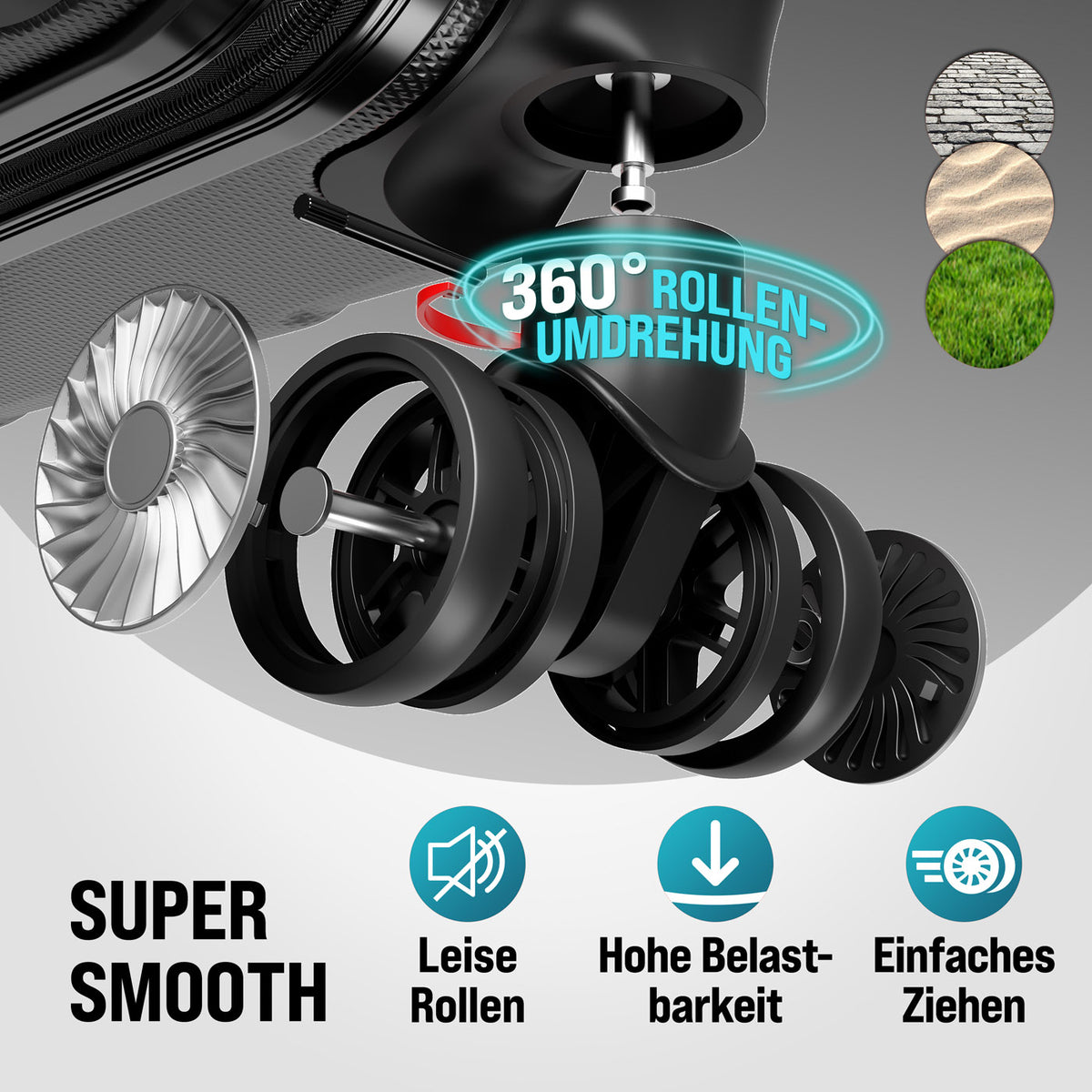 Set di valigie rigide Exopack 3 pezzi in ABS nero Accessori