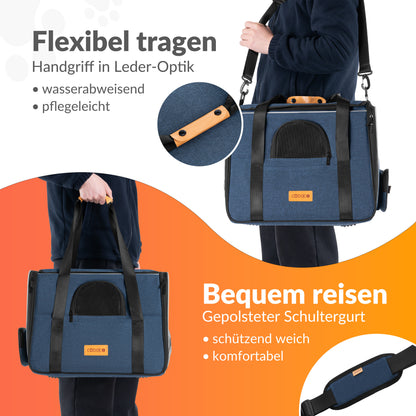 Cassetta di trasporto per gatti blu 44x34x31cm fino a 20kg