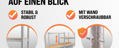 Set 2x Scaffale alta portata 280kg metallo 170x75x30cm