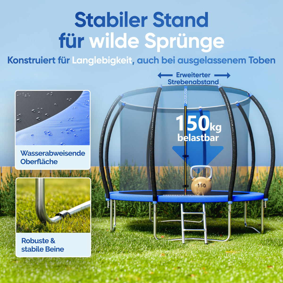 Trampolino Elastico Ø305cm con rete di sicurezza TÜV GS