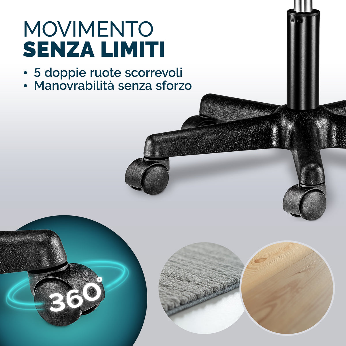 2x Sgabello girevole 360° similpelle blu