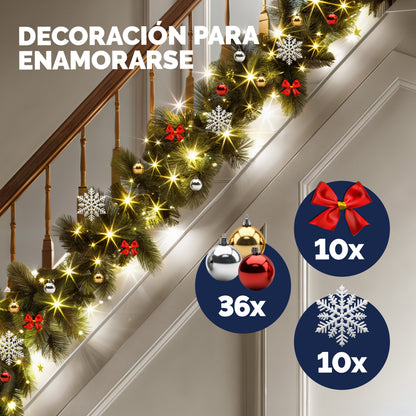 Ghirlanda natalizia 2xSet 5m 80 LED con adobbi e telecomando