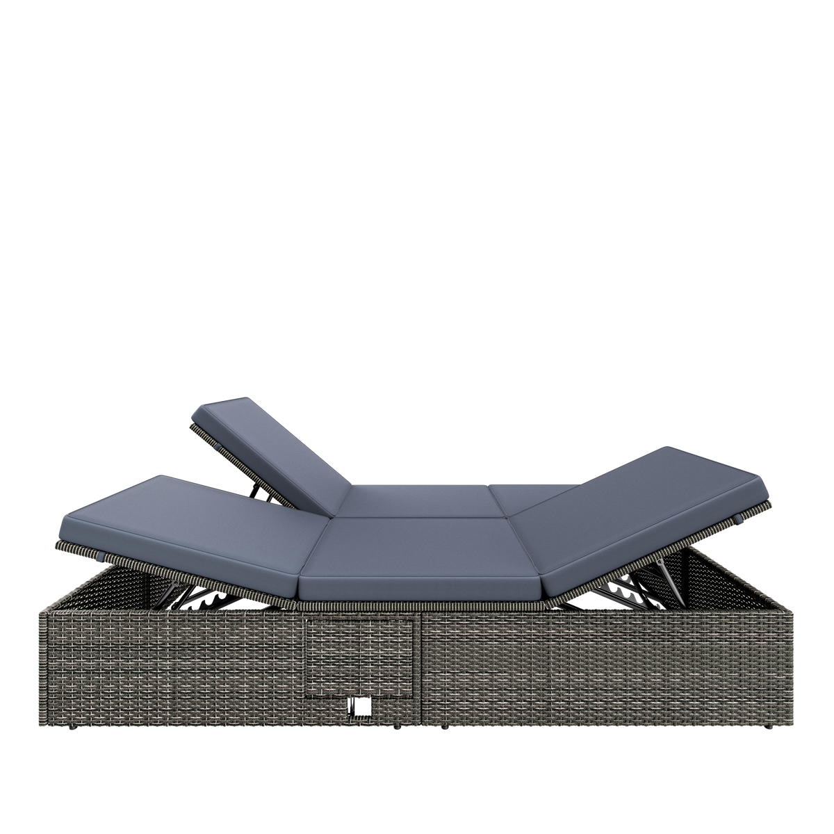 Lettino prendisole in polyrattan grigio/antracite 200x160x33 cm