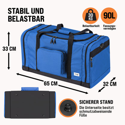 Borsone da palestra blu 90l 70x35x35cm