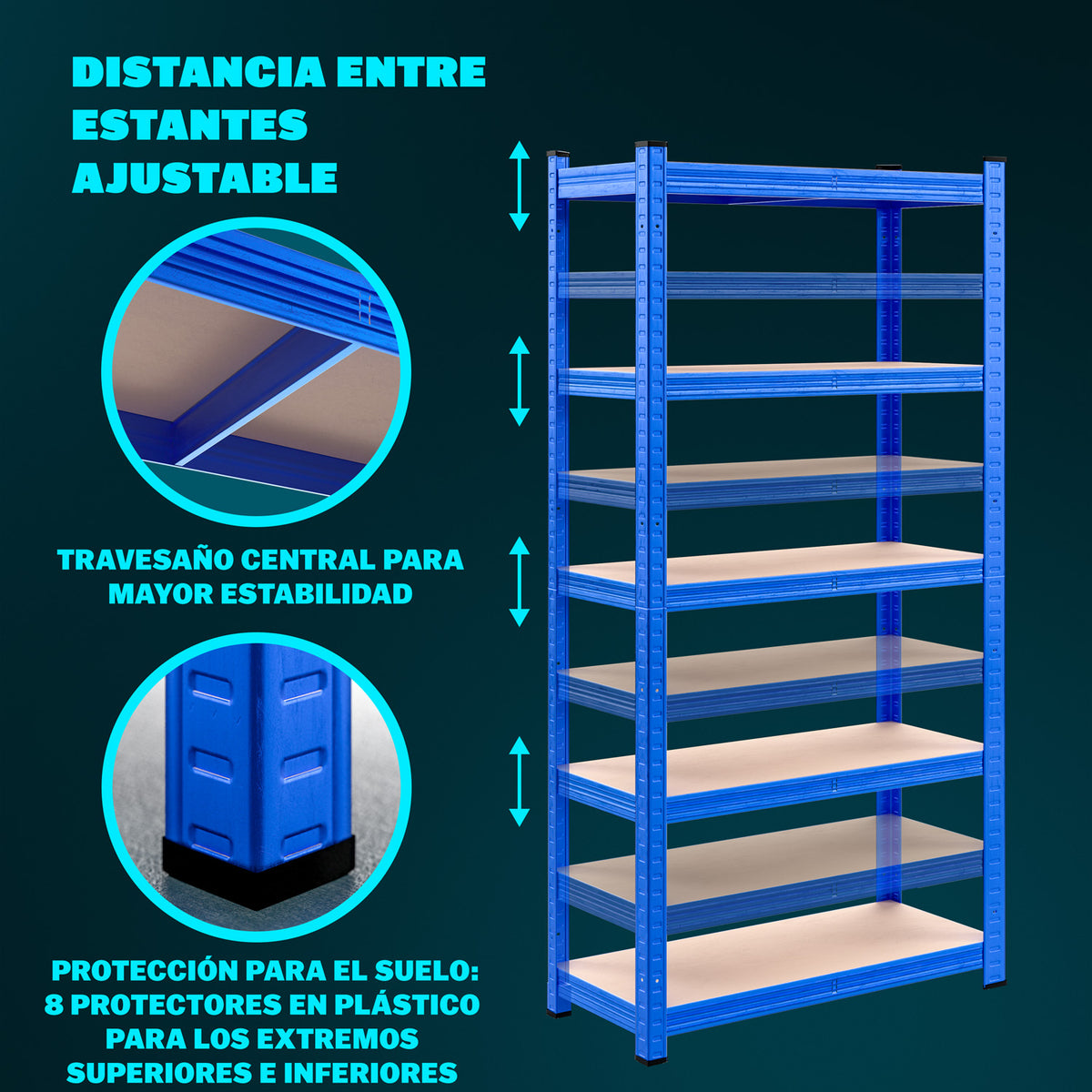 Scaffale alta portata 875kg metallo blu 180x90x40cm