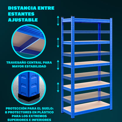 Scaffale alta portata 875kg metallo blu 180x90x40cm