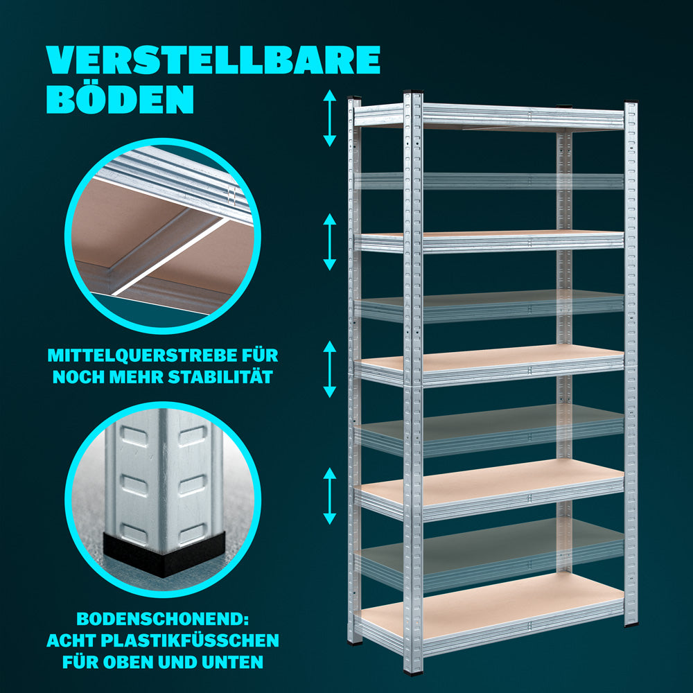 Scaffale alta portata 875kg metallo 180x90x60cm