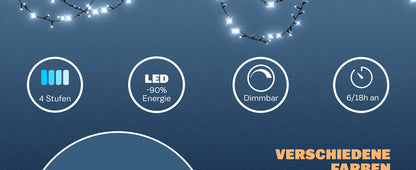Catena di luci Natale 200 LED bianco freddo 20m telecomando