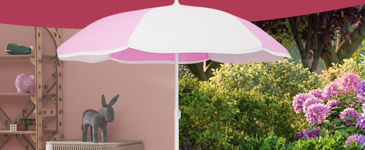 Set di sedute bambini tavolo e ombrellone rosa 67cmx41cm