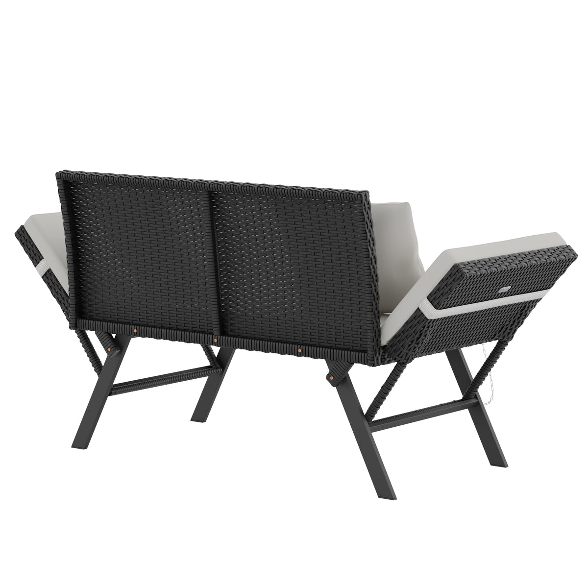 Panca da giardino polyrattan nero/crema 176x56x81cm