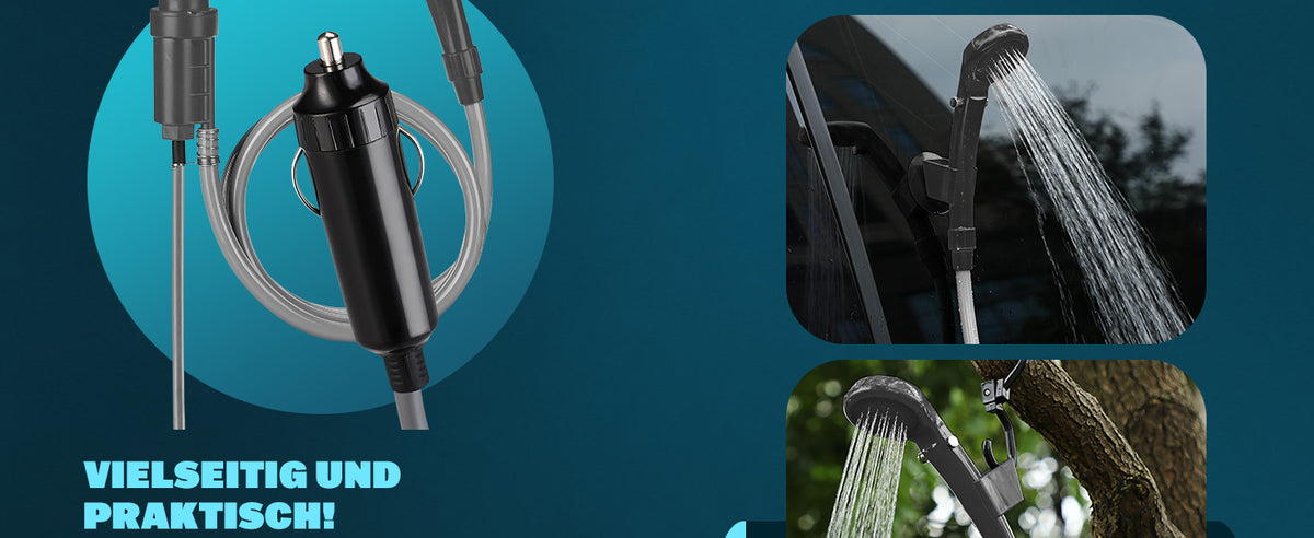 Doccia da campeggio antracite 12V con pompa ad immersione