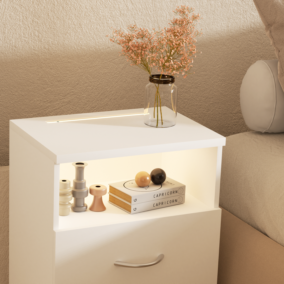 Comodino Jamie set di 2 bianco 55x40x28cm