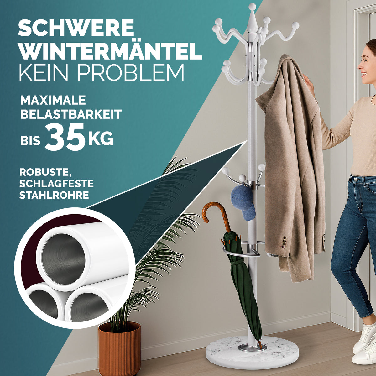 Appendiabiti Bianco 173 cm curvo