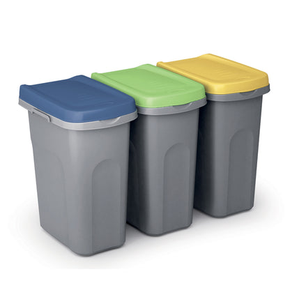 Cestino per rifiuti in plastica grigio/verde 25L