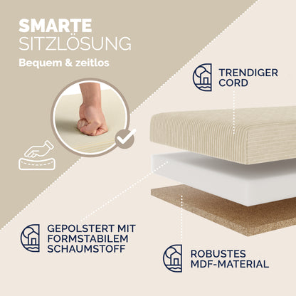 Panchina Beige Corda 76x38x38cm MDF pieghevole
